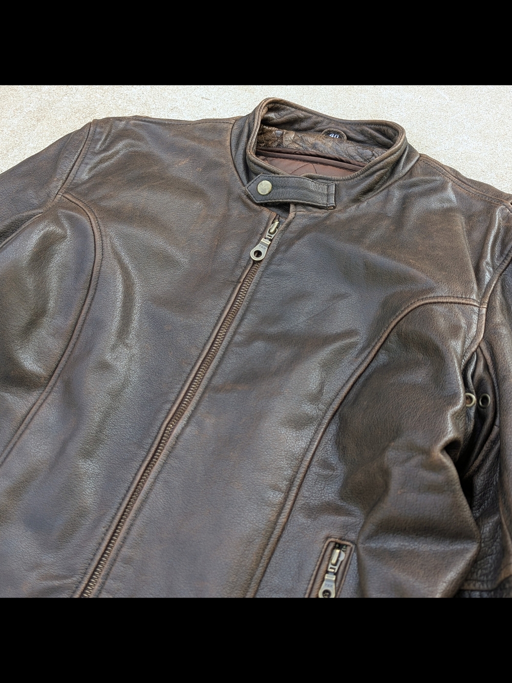 Vtg Chrome Gear Dark Chocolate Brown Leather Motorcycle Jacket Moto Men Sz 40
